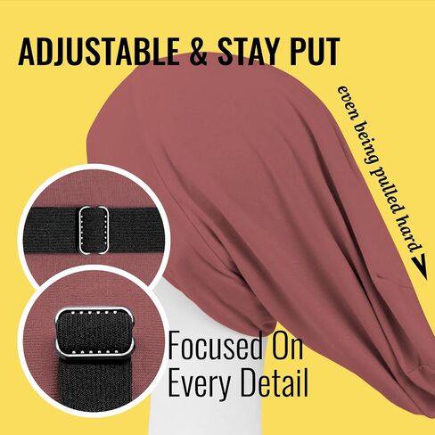 Satin Lined Sleep Cap Bonnet for Curly Hair and Braids, Stay On All Night Hair Wrap with Adjustable Strap for Women and Men, Carol Pink, Pack of 1 in Kuwait