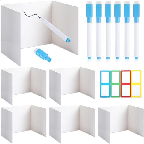24 Pcs Dry Erase Desk Dividers for Students with Dry Erase Markers Set Privacy Boards Fold Display Board Dry Erase Board Classroom Teacher Supplies Privacy Folders for Student Desks in Saudi Arabia