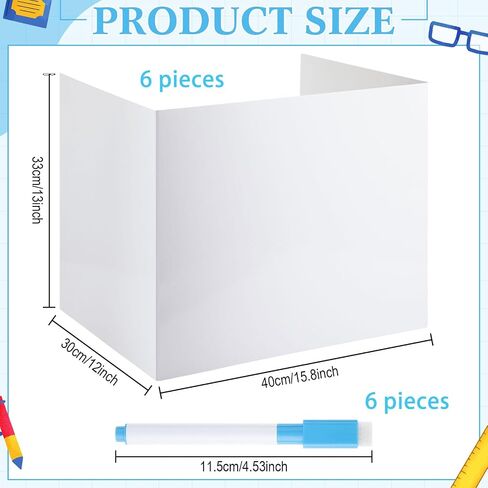 24 Pcs Dry Erase Desk Dividers for Students with Dry Erase Markers Set Privacy Boards Fold Display Board Dry Erase Board Classroom Teacher Supplies Privacy Folders for Student Desks in Saudi Arabia