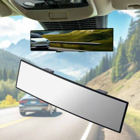 BOOMIBOO Rear View Mirror, Interior Clip-on Wide Angle Rear View Mirror, Universal 11.81 Inch Panoramic Convex Rearview Mirror, Rear View Mirror Accessory, for Cars,SUVs,Trucks, Various Kinds Vehicles in Kuwait