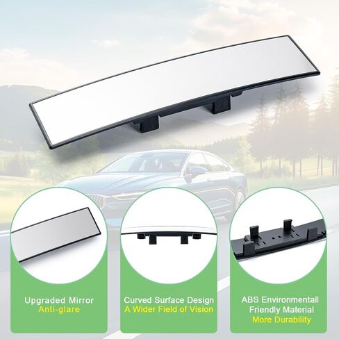 BOOMIBOO Rear View Mirror, Interior Clip-on Wide Angle Rear View Mirror, Universal 11.81 Inch Panoramic Convex Rearview Mirror, Rear View Mirror Accessory, for Cars,SUVs,Trucks, Various Kinds Vehicles in Kuwait