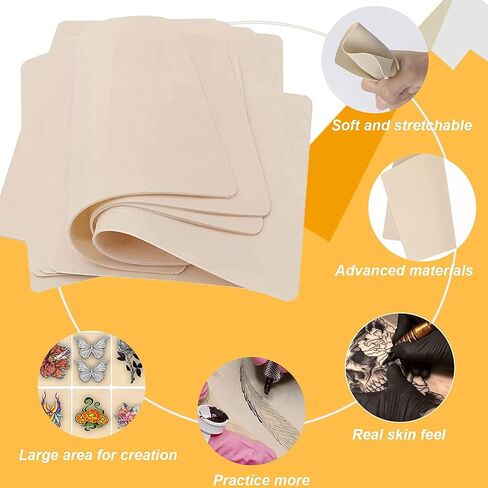 Blank Tattoo Skin Practice - Yuelong 10 Sheets Fake Skin Double Sides 8x6 Tattooing and Microblading Eyebrow Skin for Tattoo Supplies Tattoo Kit for Beginners and Experienced Tattoo Artists in Saudi Arabia