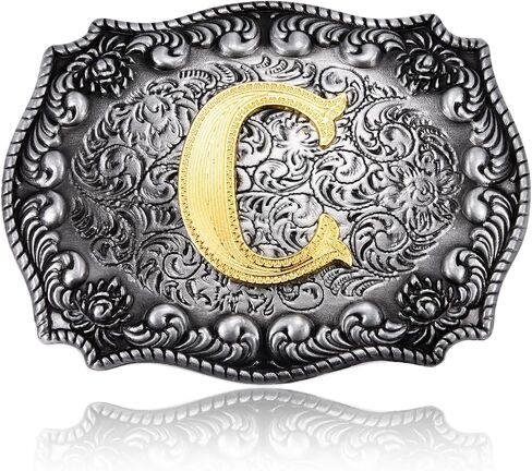 Western Initial Letters Belt Buckle ABCDEFG to Z Alphabet Letters Belt Buckles for Men Women Boys in Saudi Arabia