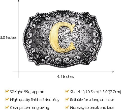 Western Initial Letters Belt Buckle ABCDEFG to Z Alphabet Letters Belt Buckles for Men Women Boys in Saudi Arabia