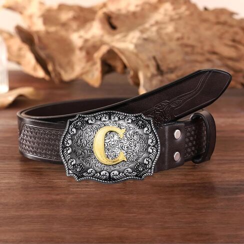 Western Initial Letters Belt Buckle ABCDEFG to Z Alphabet Letters Belt Buckles for Men Women Boys in Saudi Arabia