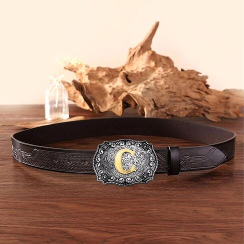 Western Initial Letters Belt Buckle ABCDEFG to Z Alphabet Letters Belt Buckles for Men Women Boys in Saudi Arabia