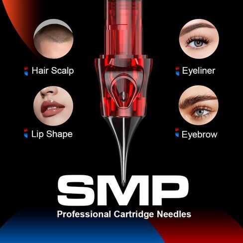 SMP Tattoo Cartridges Needles 20Pcs #04 (3RL) Permanent Makeup 3 Round Liner 0.18mm Needle Microblading Hair Scalp for Tattoo Rotary Pen Supply EN04X-20-0403RL-SMP in Kuwait