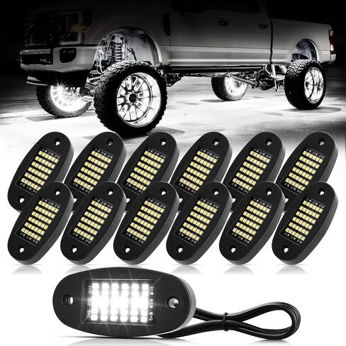20 Pods White Rock Lights 6000K Pure White 36 LEDs SMD Chips Super Bright Neon Underglow Light IP68 Waterproof for Pickup Trucks SUV UTV ATV RZR Car Boats (White) in Saudi Arabia