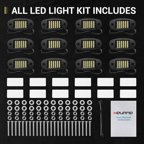 20 Pods White Rock Lights 6000K Pure White 36 LEDs SMD Chips Super Bright Neon Underglow Light IP68 Waterproof for Pickup Trucks SUV UTV ATV RZR Car Boats (White) in Saudi Arabia
