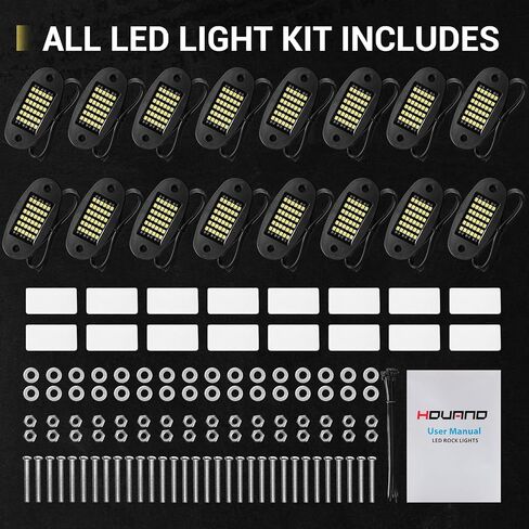 20 Pods White Rock Lights 6000K Pure White 36 LEDs SMD Chips Super Bright Neon Underglow Light IP68 Waterproof for Pickup Trucks SUV UTV ATV RZR Car Boats (White) in Saudi Arabia
