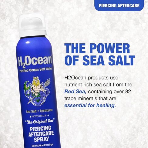 رذاذ الرعاية اللاحقة للثقب H2Ocean، معالجة الجدرة والنتوءات بملح البحر، رذاذ للعناية بالجروح 4oz in Kuwait