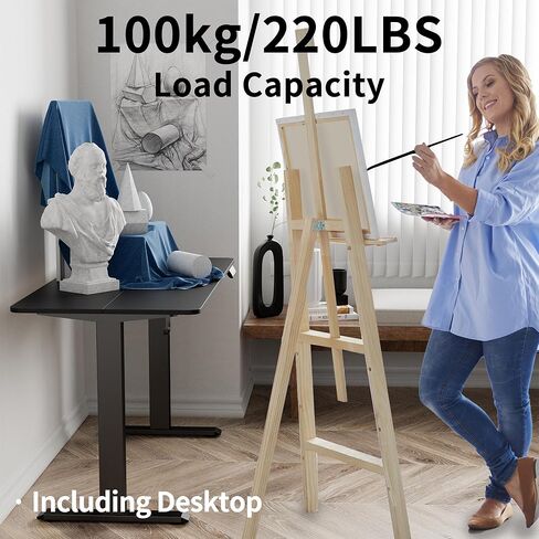 مكتب قائم مقاس 47 × 24 بوصة، مكتب كهربائي قابل للتعديل بارتفاع مع لوحة لصق، مكتب واقف مع عجلات، مكتب كمبيوتر مكتبي للجلوس للمكتب المنزلي، إطار أبيض/سطح خشب القيقب in Kuwait