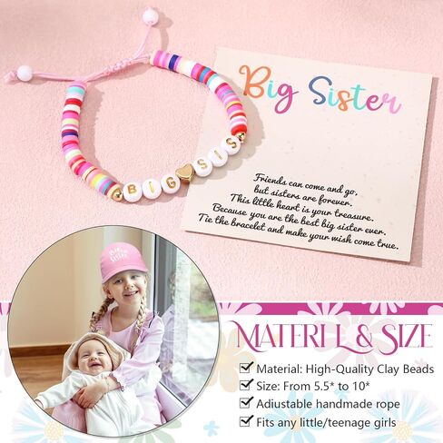 3 Pcs Big Sister Big Brother Gifts for Girls Boys Big Sister Bracelet Big Brother Baseball Caps and Sock for Gift in Saudi Arabia