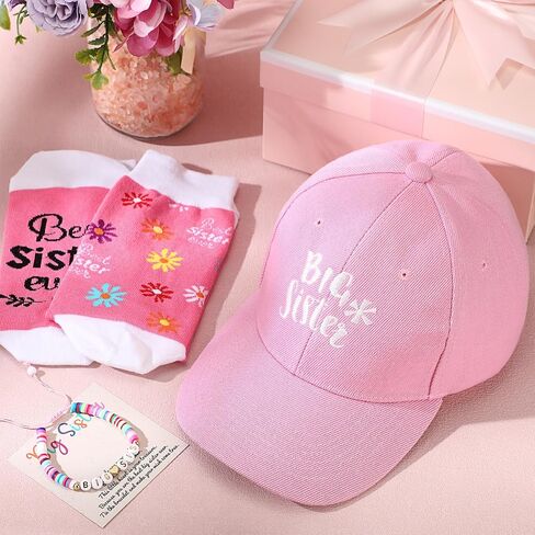 3 Pcs Big Sister Big Brother Gifts for Girls Boys Big Sister Bracelet Big Brother Baseball Caps and Sock for Gift in Saudi Arabia