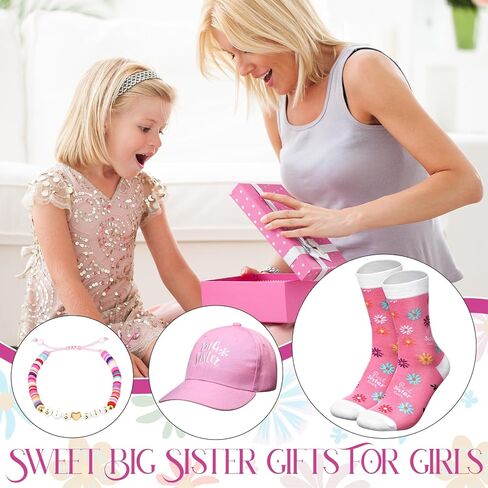3 Pcs Big Sister Big Brother Gifts for Girls Boys Big Sister Bracelet Big Brother Baseball Caps and Sock for Gift in Saudi Arabia