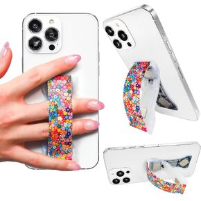 LoveHandle PRO Premium Phone Grip - Silicone Phone Strap - Magnetic Phone Mount and Kickstand for Smartphone and Tablet - Colorful Daisies Silicone