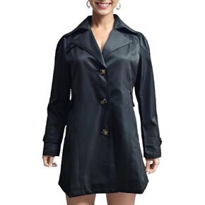 Women's Long Rain Jacket Single Breasted Fall Work Casual Spring Long Sleeve Dressy Button Up Slim Fit Trench Coat