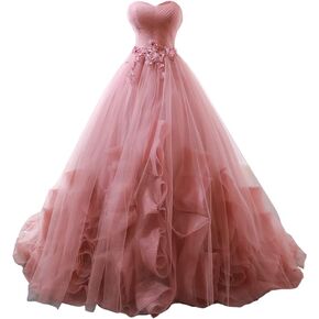 Women's Tulle Prom Gown A-Line Tiered Evening Party Dress Formal Pageant Dress