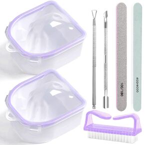 Nail Soaking Bowl, Gel Nail Polish Remover Kit, Manicure Bowl for Hand, Dip Powder Remover Tools, Nail Soak Off Bowl for Acrylic Nails, Nail Brush, Cuticle Pusher, Cuticle Peeler, 100/180 Nail File, Buffer Block-Black