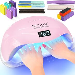 مصباح طلاء الأظافر LED بالأشعة فوق البنفسجية من OVLUX بقوة 180 وات، آلة تجفيف الأظافر الاحترافية، أفضل مصباح جل للأظافر بالأشعة فوق البنفسجية لتلميع أظافر اليدين والقدمين - ضوء معالجة الأظافر مع 57 قطعة LED، 4 إعدادات مؤقت in Kuwait