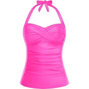 Women Tankini Bathing Suit Top - Halter Swim Tops Only Tummy Control No Bottom Swimwear
