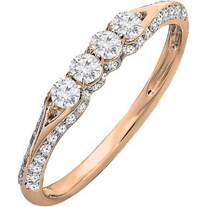 0.50 Carat (ctw) 10K Gold Round Diamond Ladies Anniversary Wedding Band Stackable Ring 1/2 CT