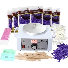 Double Wax Warmer Kit, Professional Dual Waxing Pot with 4 Pack Wax Beans 100pc Wooden Sticks,110V Electric Heater Machine for Hair Removal Home/Salon/SPA Adjustable Temperature