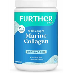 Further Food Chocolate Marine Collagen Peptides Powder, Wild Caught, Sustainable, Type 1, 2 & 3 Collagen, Gut + Joint Support, Hair, Skin, Nails, Sugar-Free (256 Grams/ 9.03 oz)