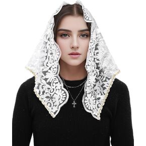 Mantveil Small Triangle Chapel Veil: Vintage Inspired Lace Mantilla Veils for Church Latin Mass Catholic Head Scarf for Women