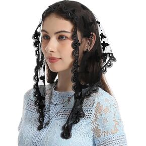 Mantveil Small Triangle Chapel Veil: Vintage Inspired Lace Mantilla Veils for Church Latin Mass Catholic Head Scarf for Women