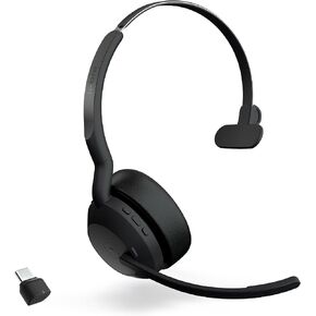 Jabra Evolve2 55 Stereo Wireless Headset - Features AirComfort Technology, Noise-Cancelling Mics & Active Noise Cancellation - MS Teams Certified, Works with Other Platforms - Black