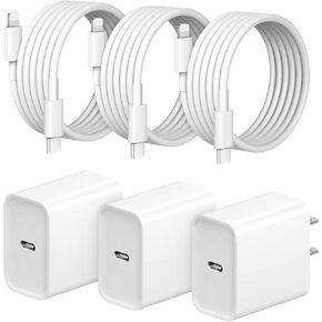 iPhone Fast Charger [MFi Certified] 3+3Pack 20W USB C Wall Charger with 6FT Fast Charging Cable Compatible with iPhone 14/13/12/11/Pro/Pro Max