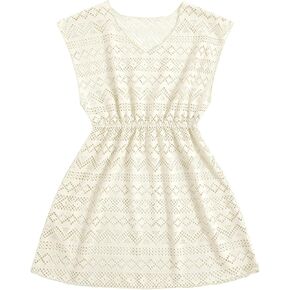 ملابس السباحة Milumia Girl's Eyelet Hollow Beach Coverups ملابس السباحة مغطاة