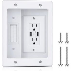 ELECPOW In Wall Cable Management Kit, Hide TV Power Cables & Low Voltage Wires Behind The Wall, Recessed Outlet for Wall Mounting TV in White in Kuwait