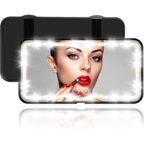 Car Visor LED Vanity Mirror, Rechargeable LED Makeup Mirror with 3 Light Modes & 62 LEDs,Car Mirror with Dimmable Touch Screen, Rear View Sun-Shading Travel Cosmetic Mirror for Car (White, 1 Pack)