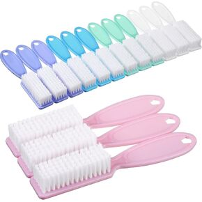 15 Pieces Nail Brush for Cleaning Fingernails Nail Scrub Manicure Brush Handle Grip Cleaning Brushes Pedicure Brush for Toes and Nails Cleaning (Black)