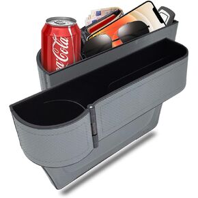 Car seat gap filler organizer, 2 Pack multifunctional car seat organizer, car console side storage box can Holders phone, sunglasses, car keys, change (Black)