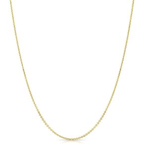 TILO JEWELRY 14k Solid Gold Diamond-Cut Cable Chain Necklace, Thin and Dainty Cable Chain 0.9mm Thick