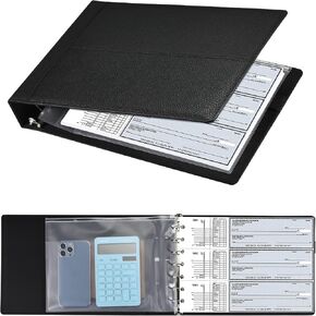 7 Ring Executive Business Check Binder 600 Checks Capcity for 9" x 13" Sheets, PU Leather Checkbook Holder with Zip Pouch in Kuwait