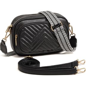 Quilted Crossbody Bags Purse for Women Small Vegan Leather Shoulder Handbags Purses with Two Straps