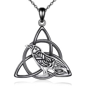 POPLYKE Celtic Cat Necklace/Cat Urn Necklace for Women Sterling Silver Triquetra Celtic Trinity Knot Necklace for Girls Halloween Jewelry Gifts