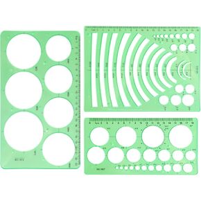 3Pcs Circle Template for Drawing, Oval Template, Circle Drawing Tool Plastic Circle Stencil, Large and Small Oval Circle Measuring Rulers for School Office
