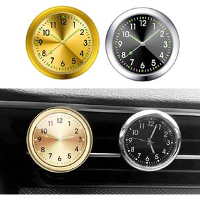 Pack-2 Car Luminous Clock, Dashboard Decorative Supplies, 1.5 Inches x 0.3 Inches Automobile Replacement Accessories, Universal for Most Cars, Trucks and Vans (Black & Blue)
