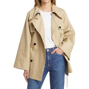 Cicy Bell Womens Casual Trench Coat Double Breasted Long Sleeve Fall Jacket Classic Lapel Overcoat with Belt