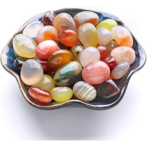 Decorative Rocks Colored Pebbles Polished Agate Stones Glass Marbles for Plants Vase Fillers Outdoor Garden Landscaping Crafts Pots Indoor Fish Tank River Gifts