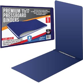 Premium 11x17 Pressboard Binder with High-Density Polyethylene - 3" Capacity, Crush Finish Exterior, Made in USA, Black - Pack of 6