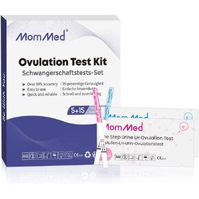 MomMed 15 Ovulation Test Strips and 5 Pregnancy Test Strips Combo Kit,Pregnancy Tests and Ovulation Predictor Kit,Accurately Track Ovulation and Detect Early Pregnancy