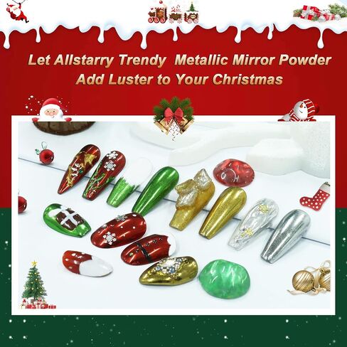 Allstarry الكروم مسحوق الأظافر مرآة معدنية تأثير الصباغ الكروم قزحي الألوان أورورا مسمار بريق حورية البحر اللؤلؤ بريق مجموعة الغبار لطلاء هلام مسمار الفن الديكور، الراتنج الحرفية- البنفسجي الأخضر الزمرد in Kuwait