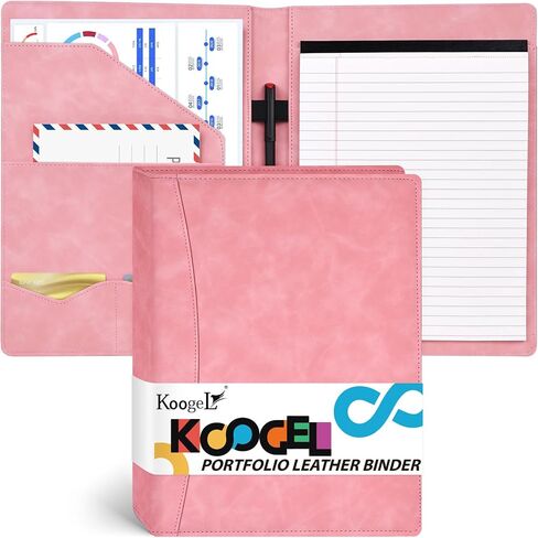 Koogel Portfolio Leather Binder, Dark Green Portfolio Folder for Legal Pad Portfolio Organizer with 30 Sheets Writing Notepad for School Office Meeting in Saudi Arabia