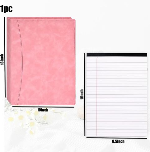 Koogel Portfolio Leather Binder, Dark Green Portfolio Folder for Legal Pad Portfolio Organizer with 30 Sheets Writing Notepad for School Office Meeting in Saudi Arabia
